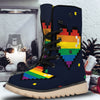 LGBT Pride 8 Bit Rainbow Pixel Heart Snow Boots-grizzshop