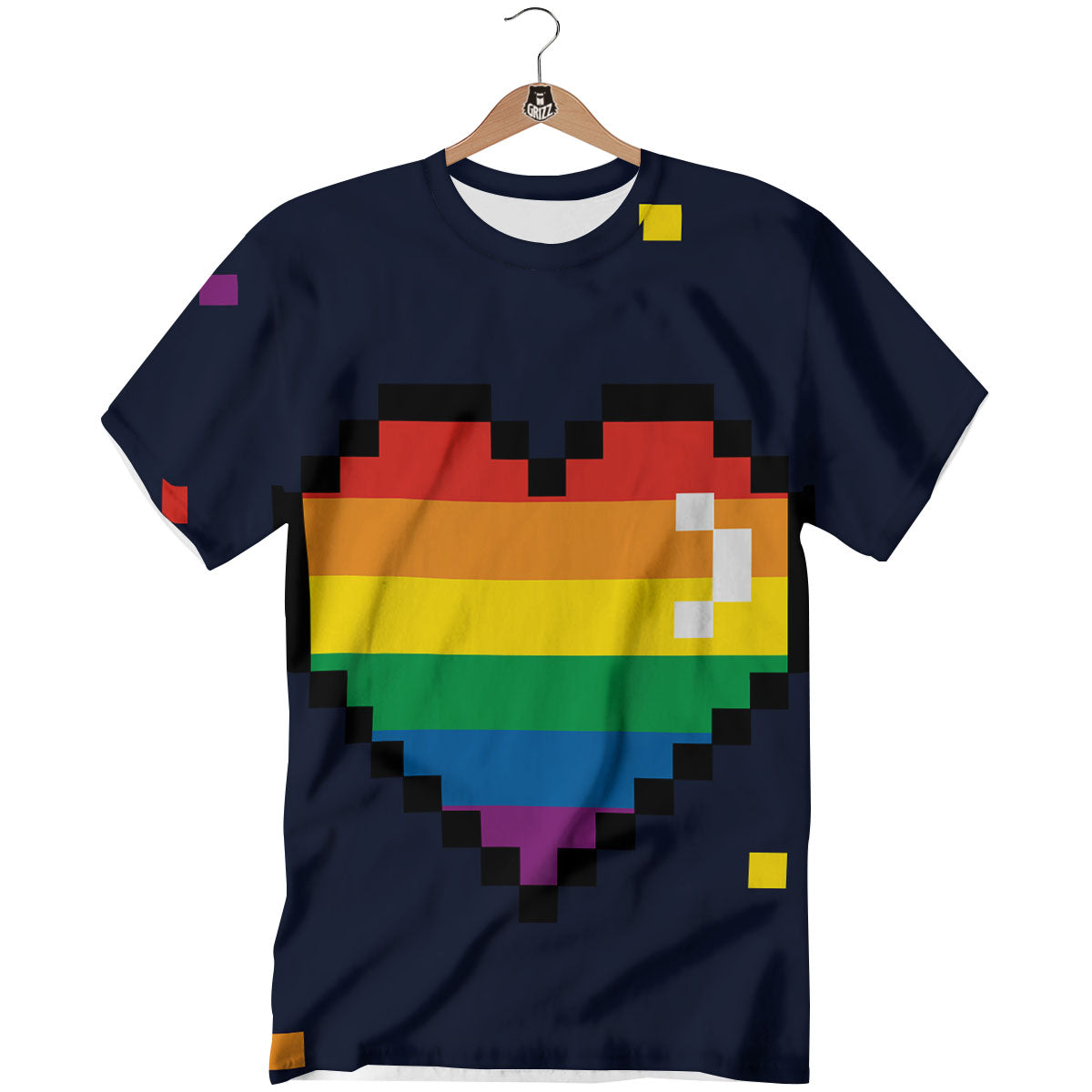 LGBT Pride 8 Bit Rainbow Pixel Heart T-Shirt-grizzshop