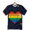 LGBT Pride 8 Bit Rainbow Pixel Heart T-Shirt-grizzshop