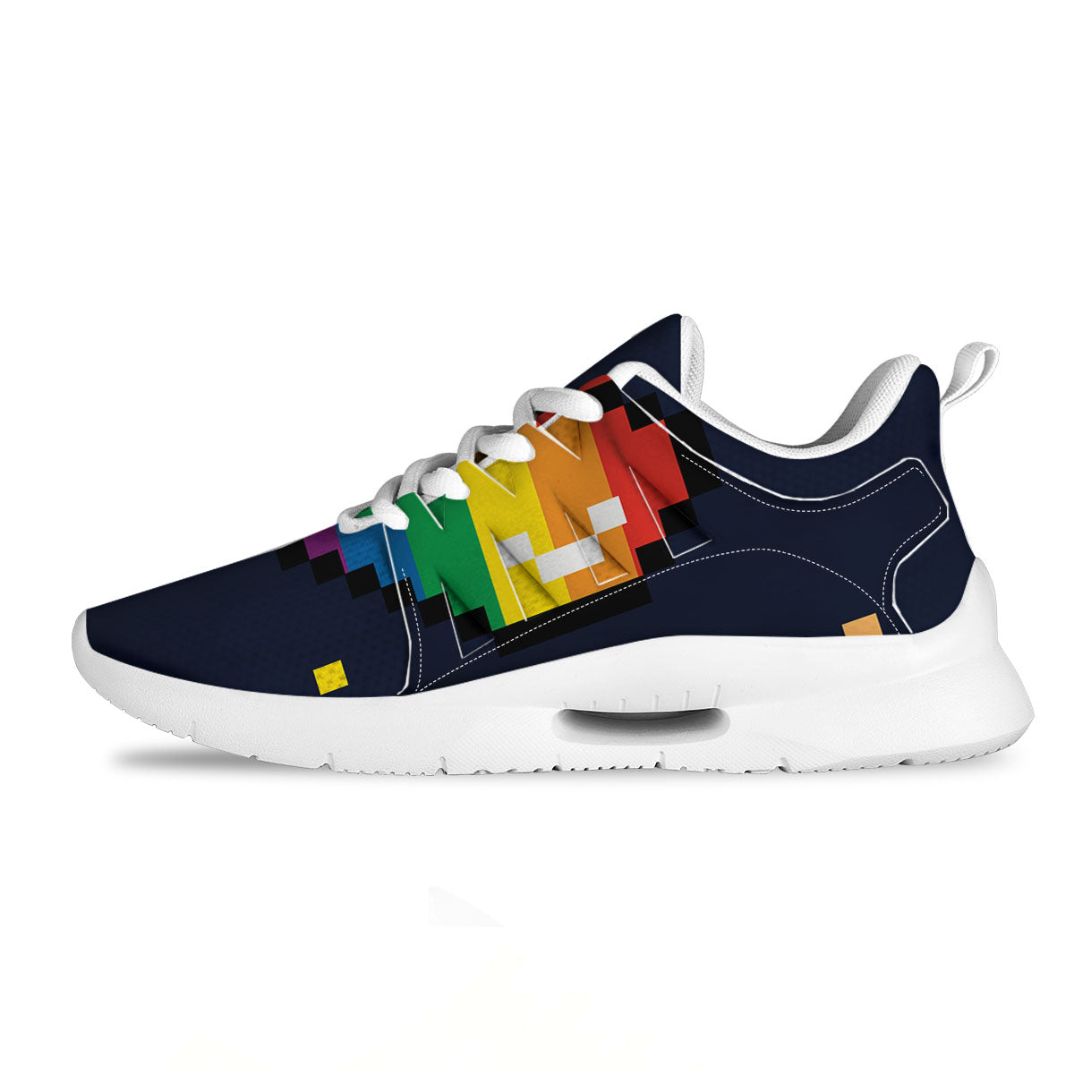 LGBT Pride 8 Bit Rainbow Pixel Heart Tennis Shoes-grizzshop