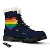 LGBT Pride 8 Bit Rainbow Pixel Heart Winter Boots-grizzshop