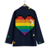 LGBT Pride 8 Bit Rainbow Pixel Heart Women's Blazer-grizzshop