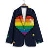 LGBT Pride 8 Bit Rainbow Pixel Heart Women's Blazer-grizzshop