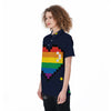 LGBT Pride 8 Bit Rainbow Pixel Heart Women's Golf Shirts-grizzshop