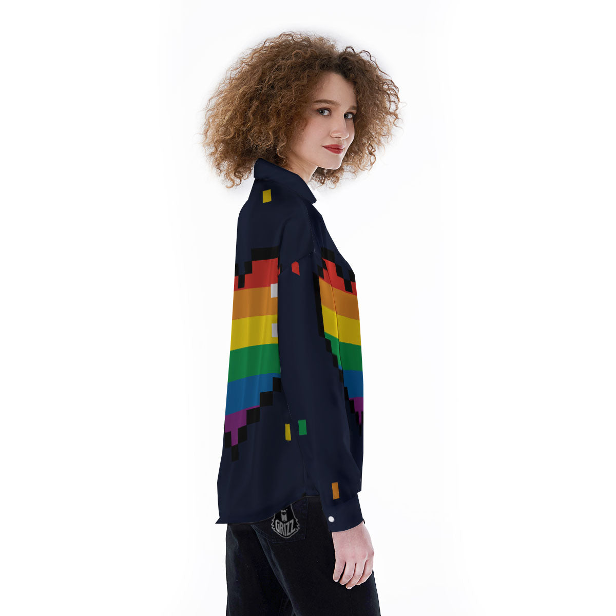 LGBT Pride 8 Bit Rainbow Pixel Heart Women's Long Sleeve Shirts-grizzshop