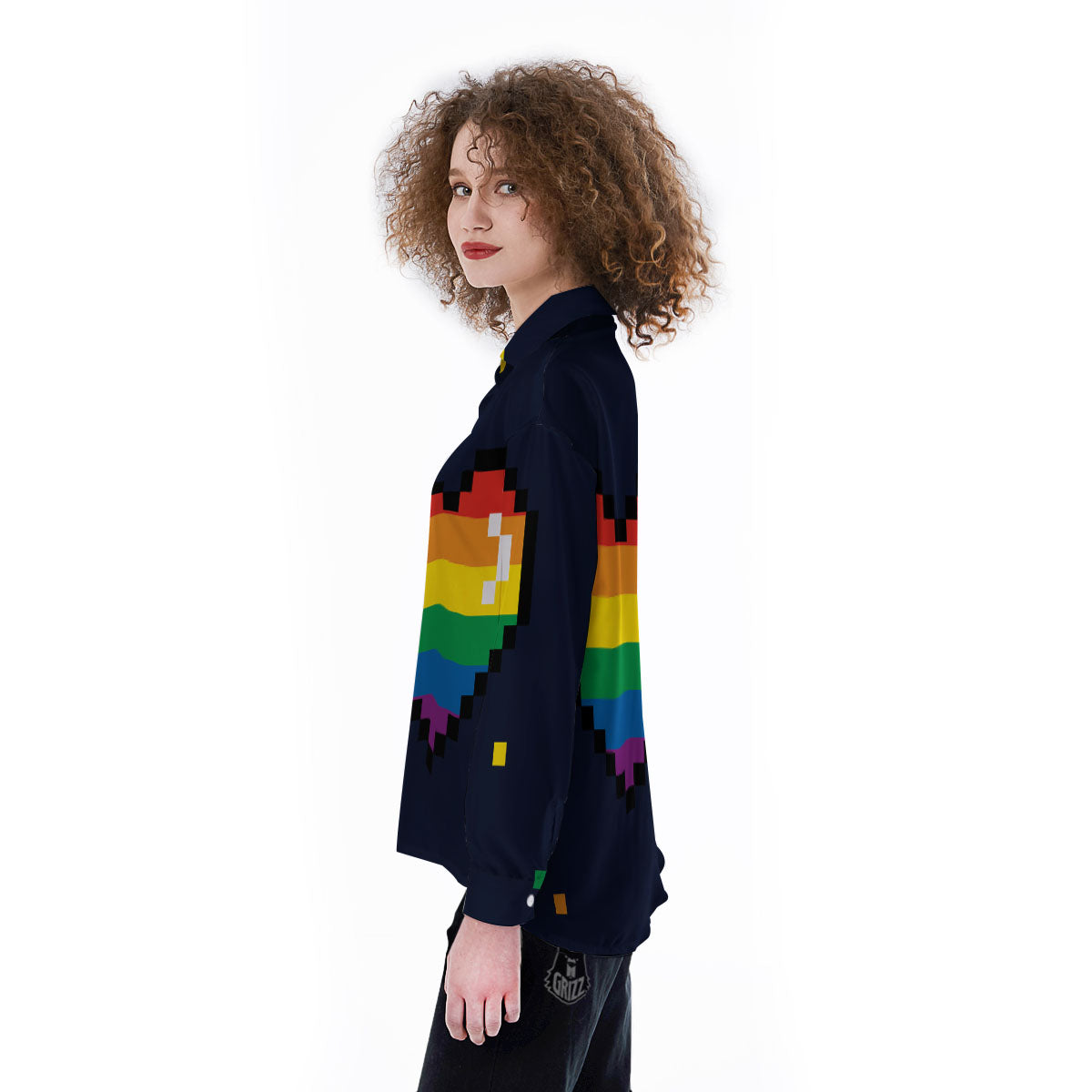 LGBT Pride 8 Bit Rainbow Pixel Heart Women's Long Sleeve Shirts-grizzshop