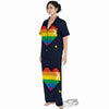 LGBT Pride 8 Bit Rainbow Pixel Heart Women's Pajamas Set-grizzshop