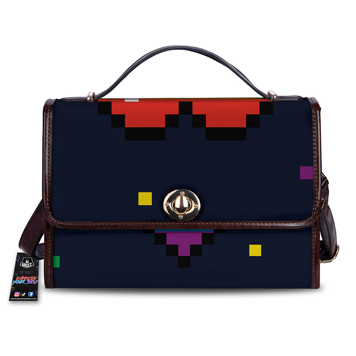 LGBT Pride 8 Bit Rainbow Pixel Heart Women's Satchel Bag-grizzshop