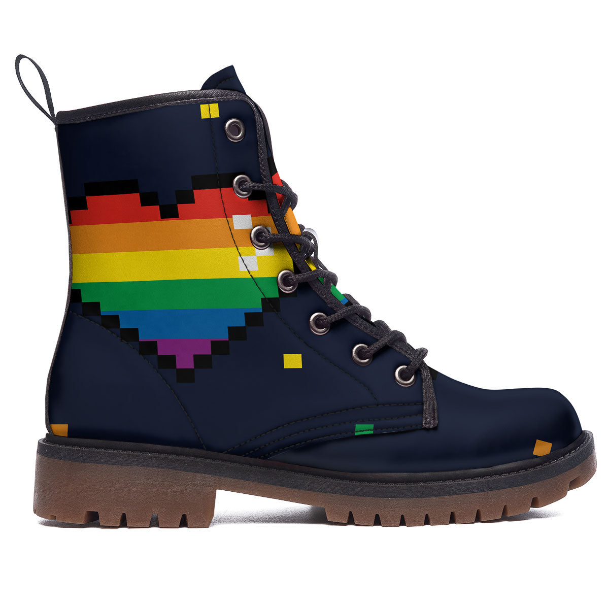 LGBT Pride 8 Bit Rainbow Pixel Heart Work Boots-grizzshop