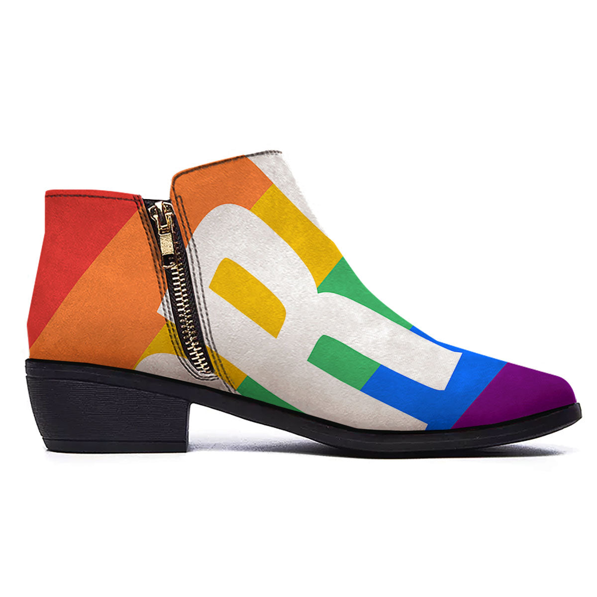 LGBT Pride Flag Pattern Print Ankle Boots-grizzshop