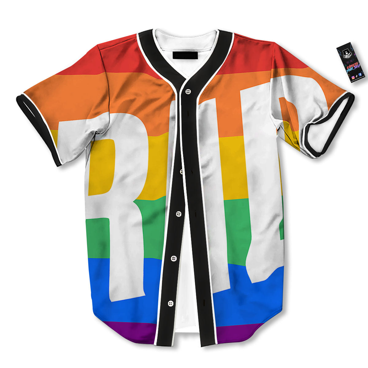 LGBT Pride Flag Pattern Print Baseball Jersey-grizzshop