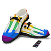 LGBT Pride Flag Pattern Print Black Loafers-grizzshop