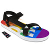 LGBT Pride Flag Pattern Print Black Open Toe Sandals-grizzshop