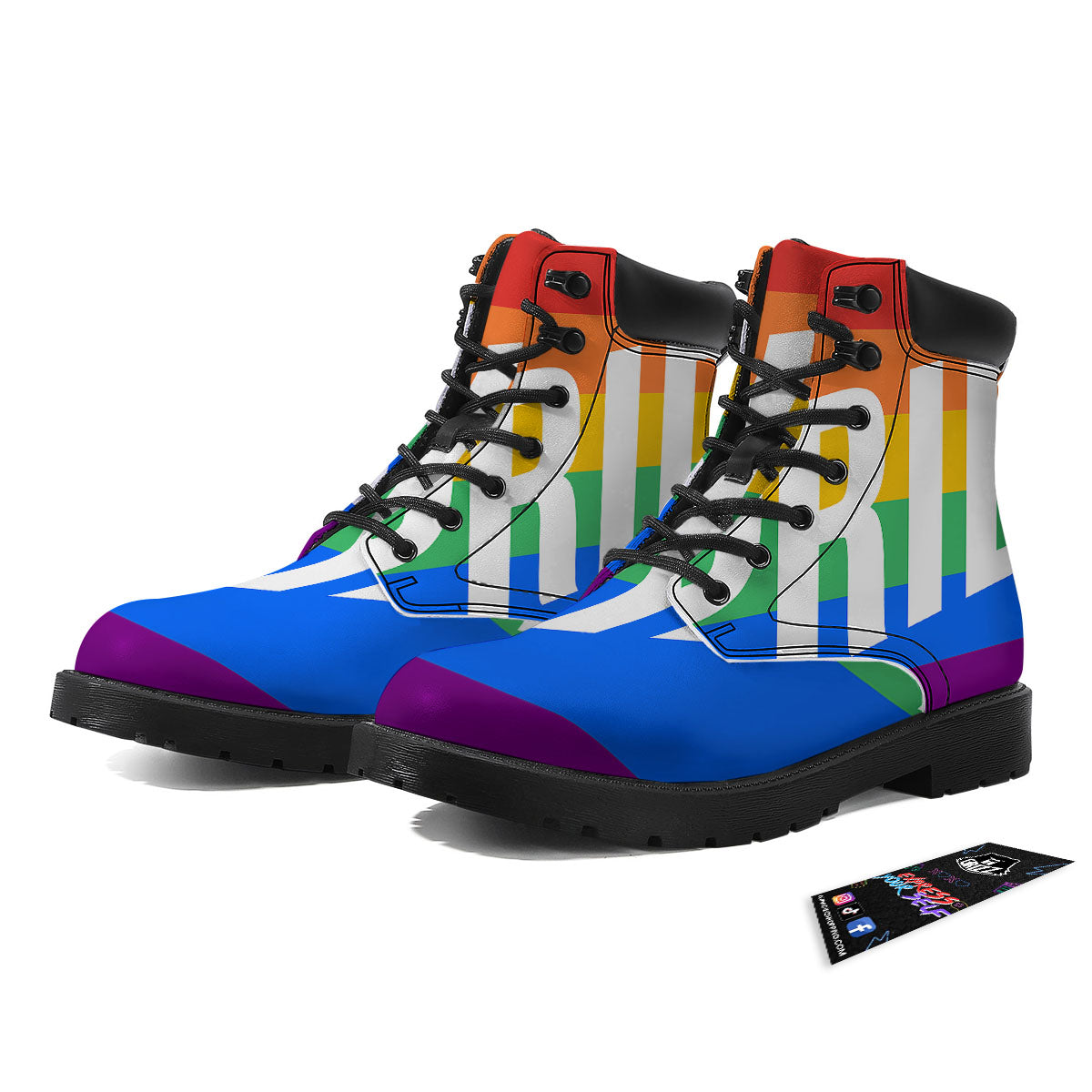 LGBT Pride Flag Pattern Print Boots-grizzshop