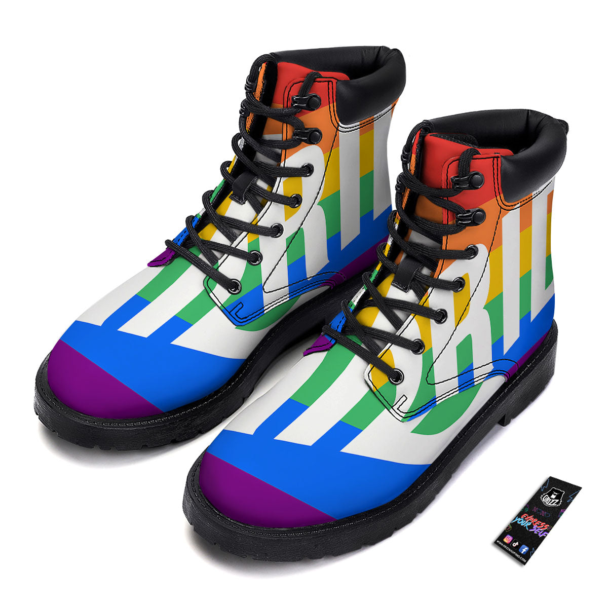 LGBT Pride Flag Pattern Print Boots-grizzshop