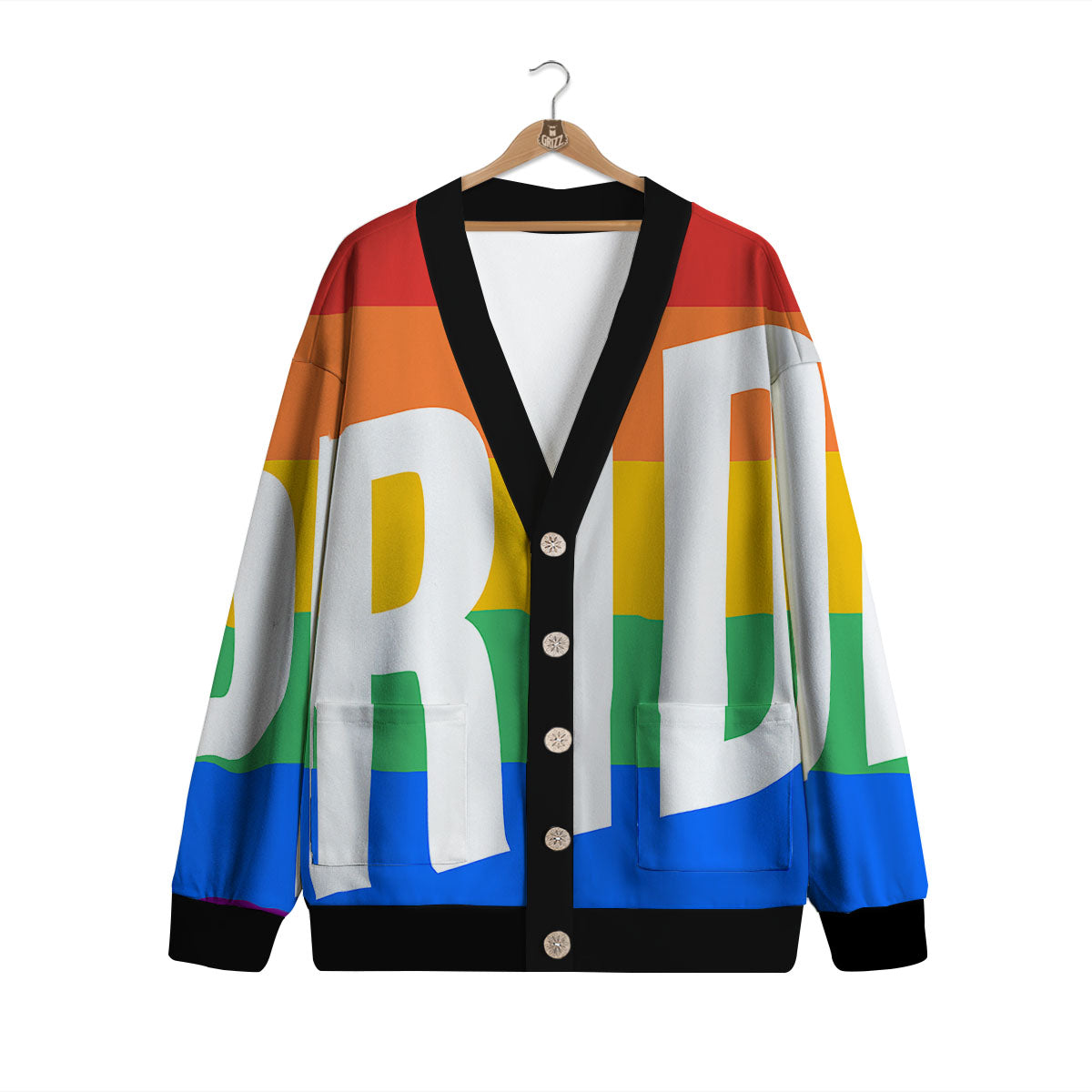 LGBT Pride Flag Pattern Print Cardigan-grizzshop