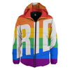 LGBT Pride Flag Pattern Print Down Jacket-grizzshop