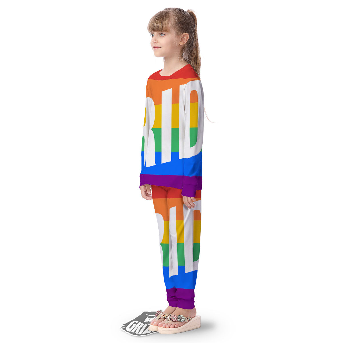 LGBT Pride Flag Pattern Print Kid's Pajamas-grizzshop
