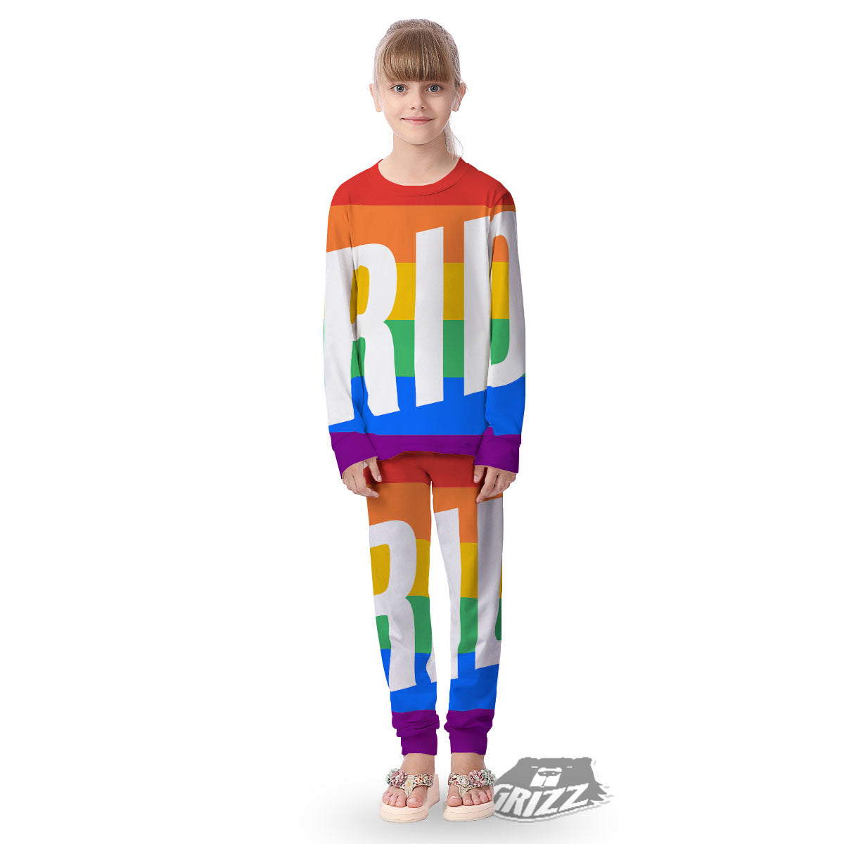 LGBT Pride Flag Pattern Print Kid's Pajamas-grizzshop