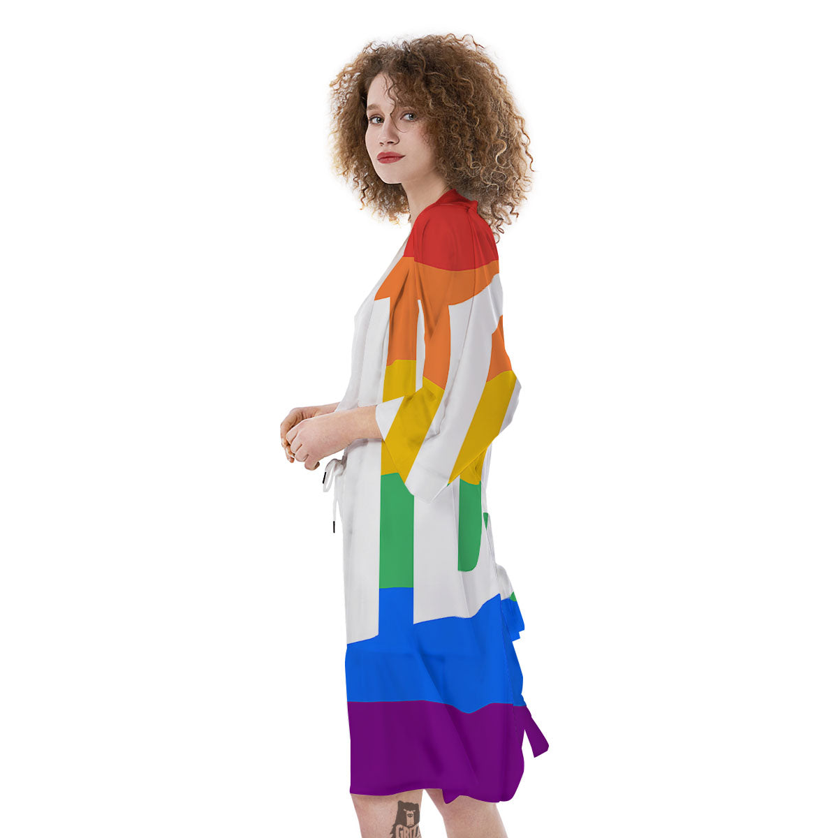 LGBT Pride Flag Pattern Print Kimono-grizzshop