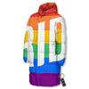 LGBT Pride Flag Pattern Print Long Down Jacket-grizzshop