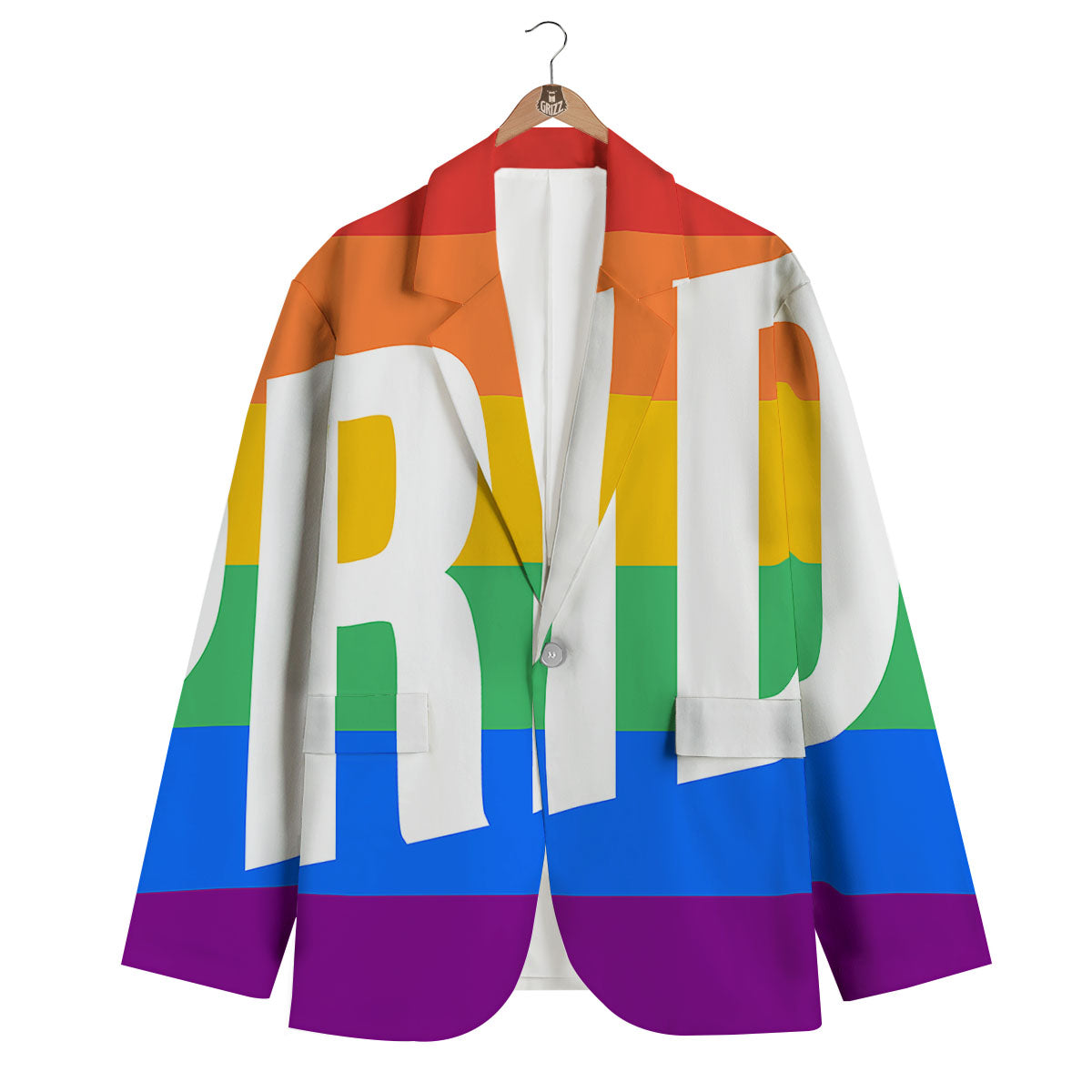 LGBT Pride Flag Pattern Print Men's Blazer-grizzshop