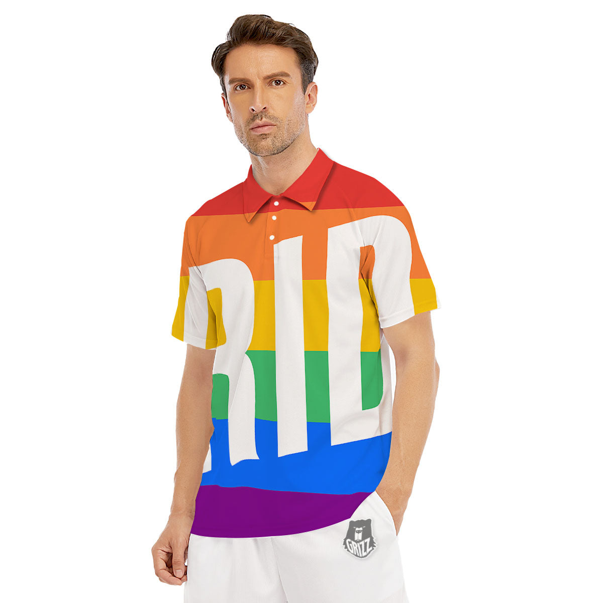 LGBT Pride Flag Pattern Print Men's Golf Shirts-grizzshop