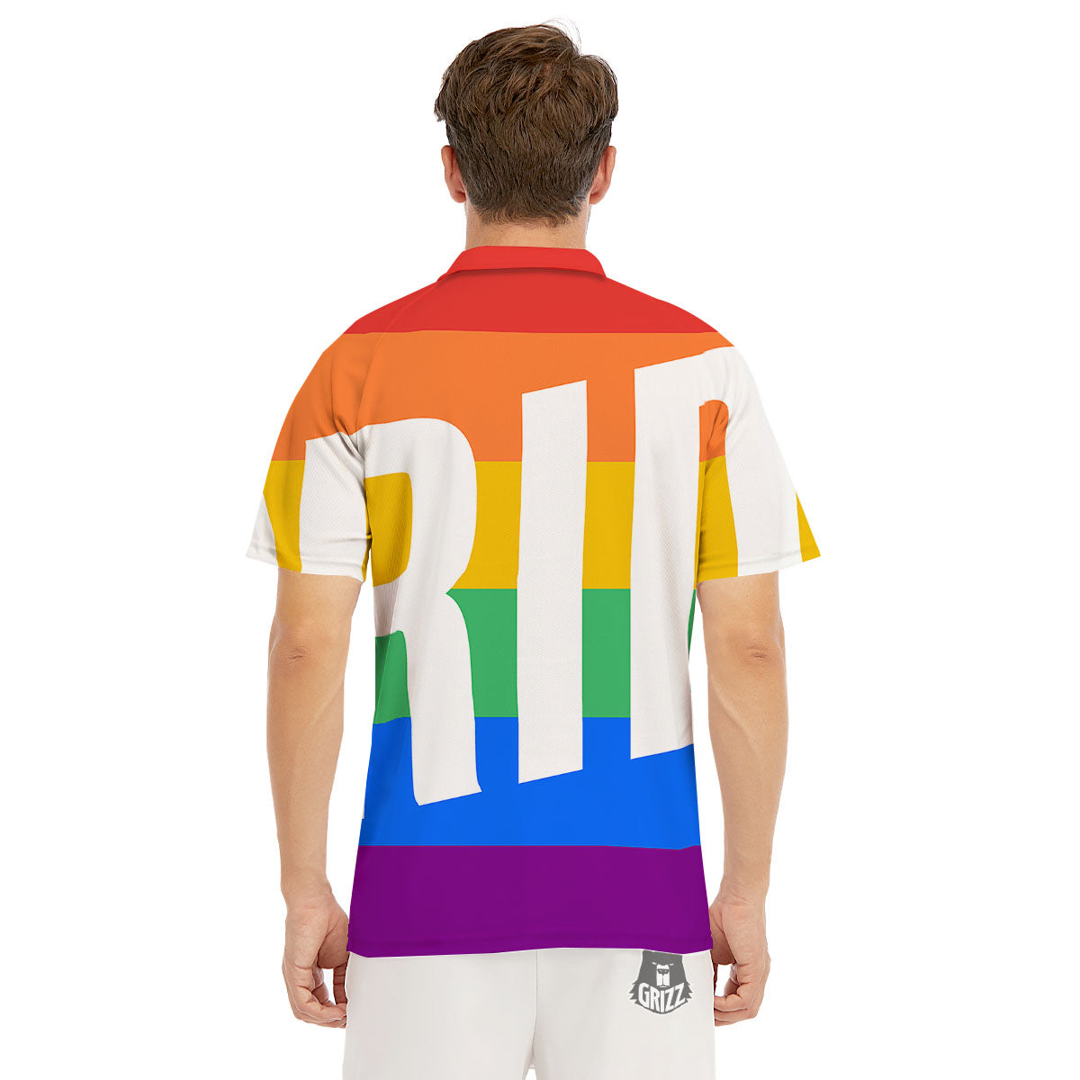 LGBT Pride Flag Pattern Print Men's Golf Shirts-grizzshop