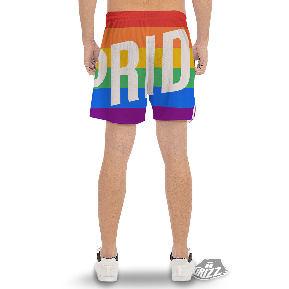 LGBT Pride Flag Pattern Print Men's Gym Shorts-grizzshop