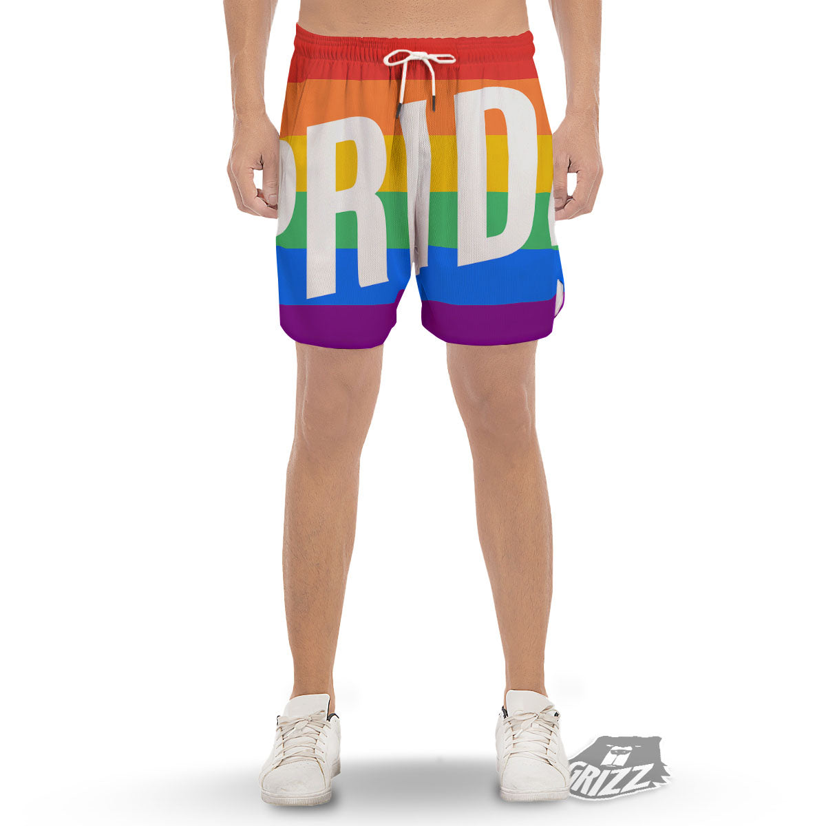 LGBT Pride Flag Pattern Print Men's Gym Shorts-grizzshop