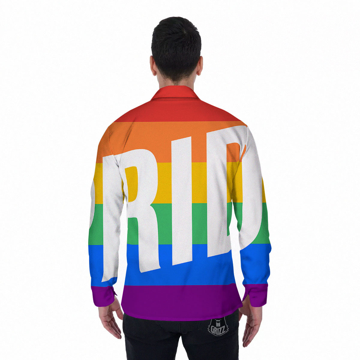 LGBT Pride Flag Pattern Print Men's Long Sleeve Shirts-grizzshop