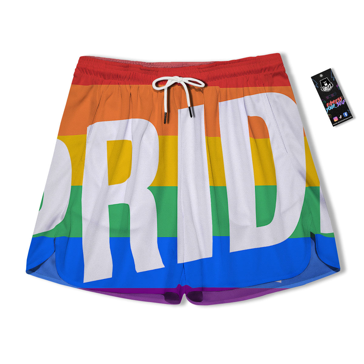 LGBT Pride Flag Pattern Print Men's Running Shorts-grizzshop