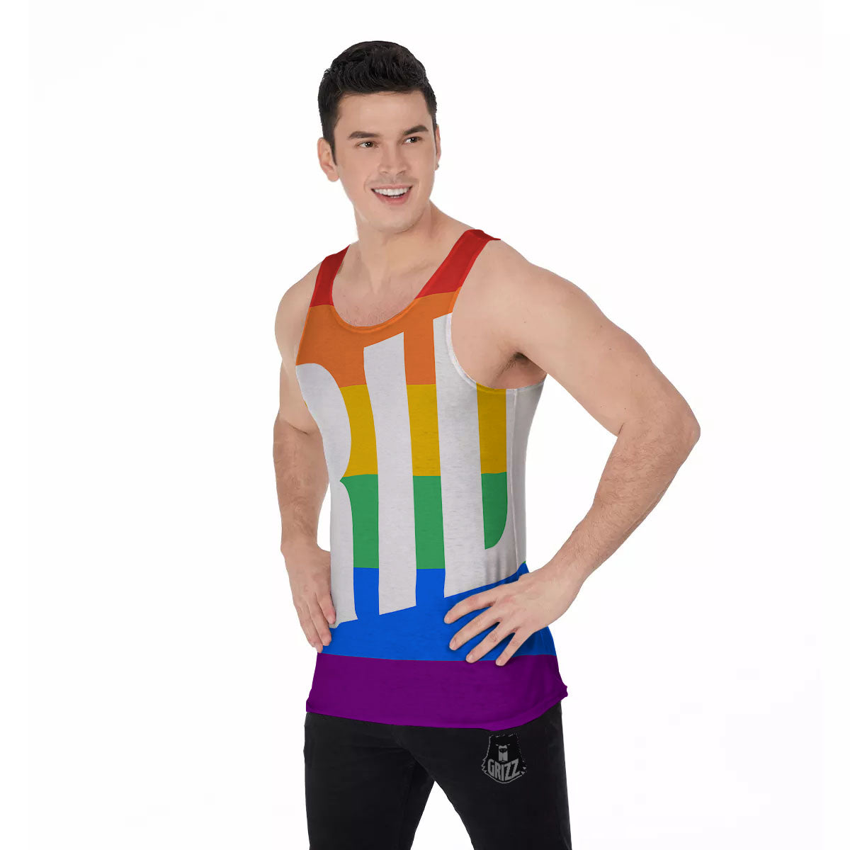 LGBT Pride Flag Pattern Print Men's Tank Top-grizzshop