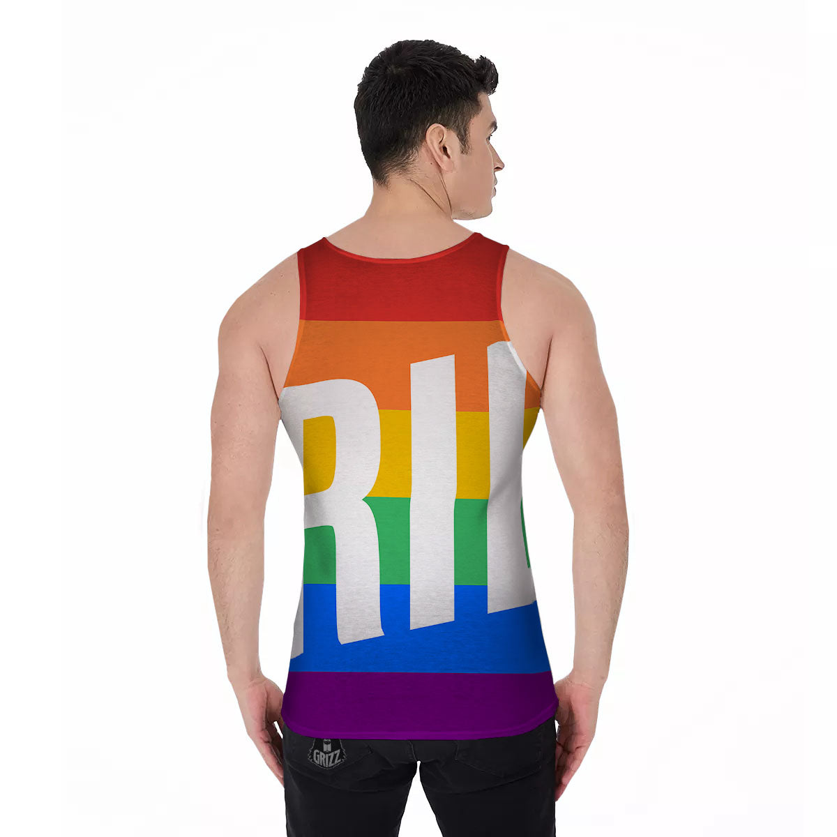 LGBT Pride Flag Pattern Print Men's Tank Top-grizzshop