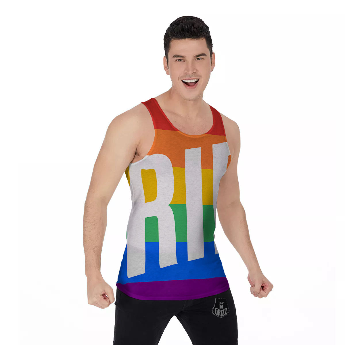 LGBT Pride Flag Pattern Print Men's Tank Top-grizzshop