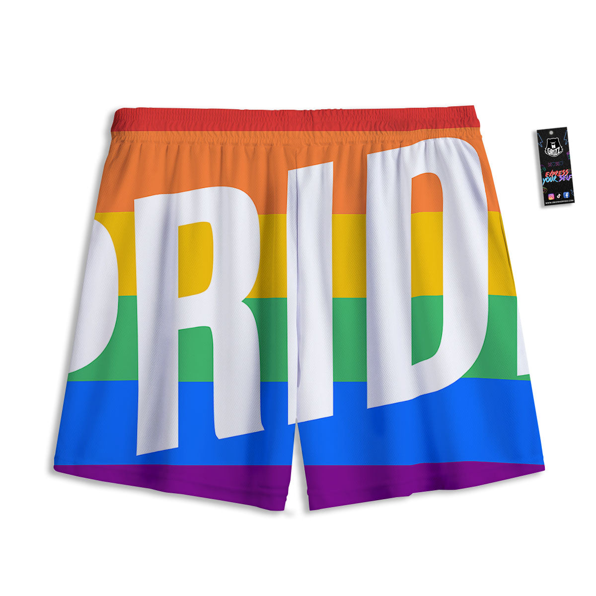 LGBT Pride Flag Pattern Print Mesh Shorts