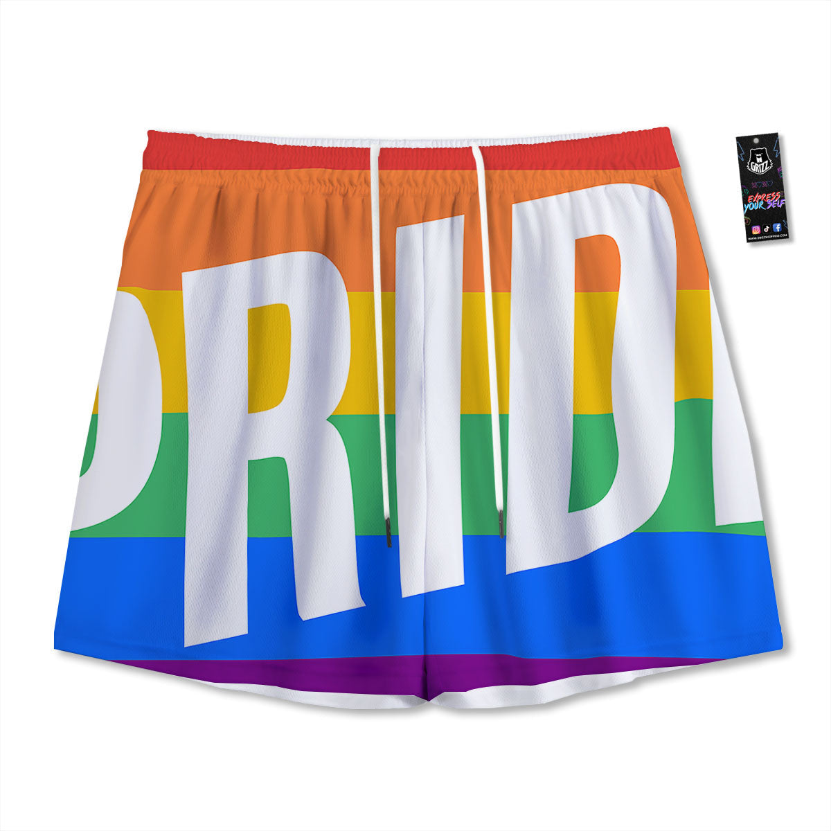 LGBT Pride Flag Pattern Print Mesh Shorts