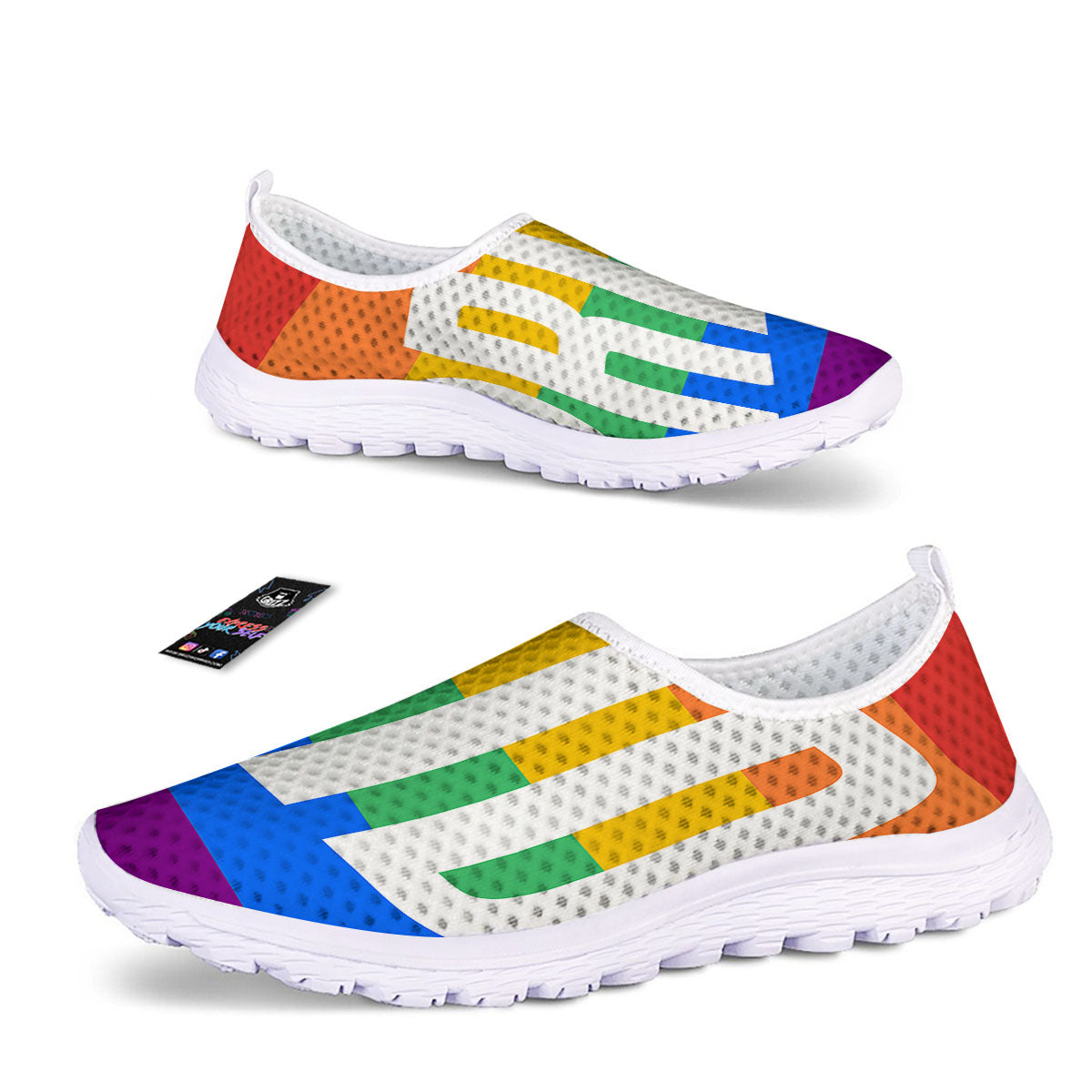 LGBT Pride Flag Pattern Print Nurse Shoes-grizzshop