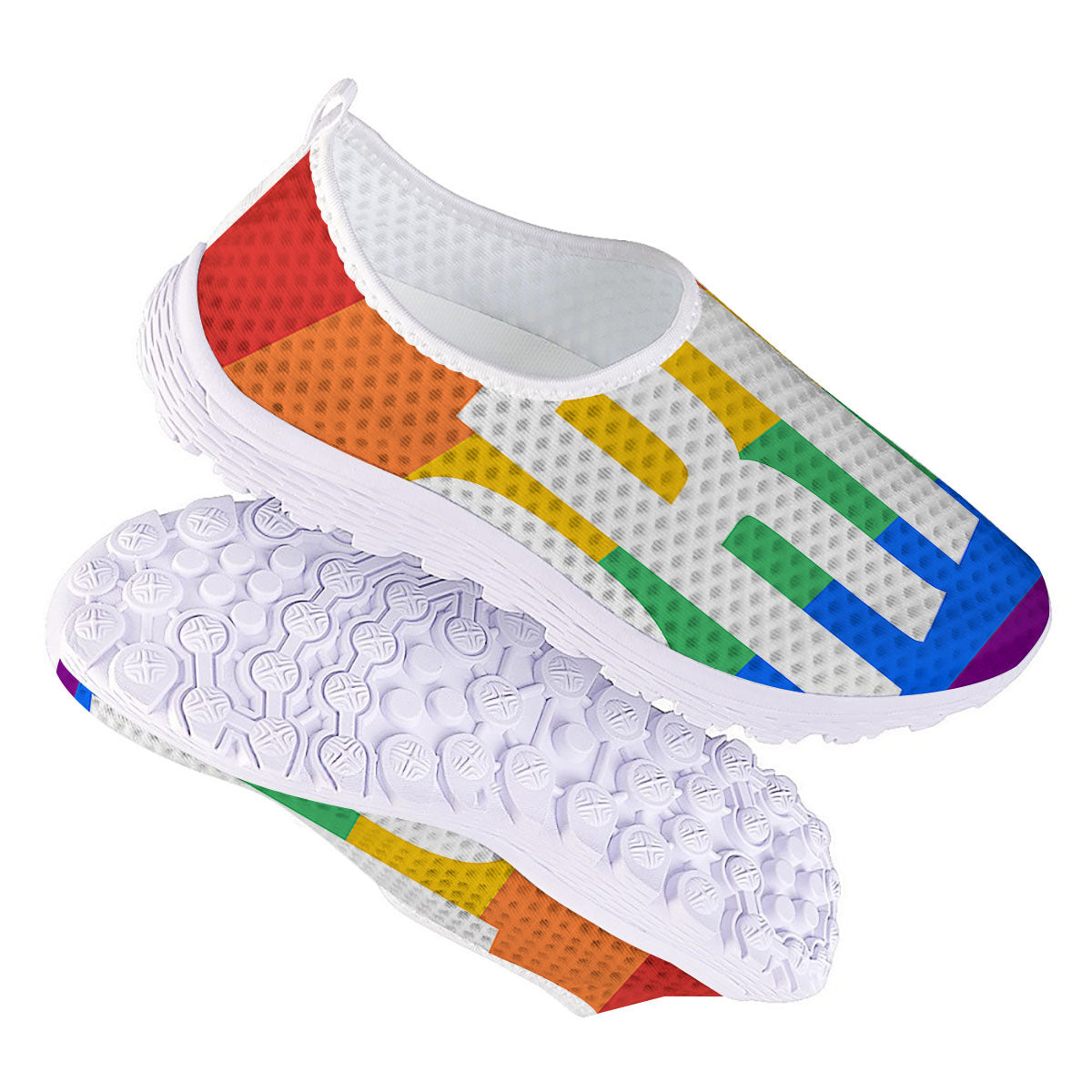 LGBT Pride Flag Pattern Print Nurse Shoes-grizzshop