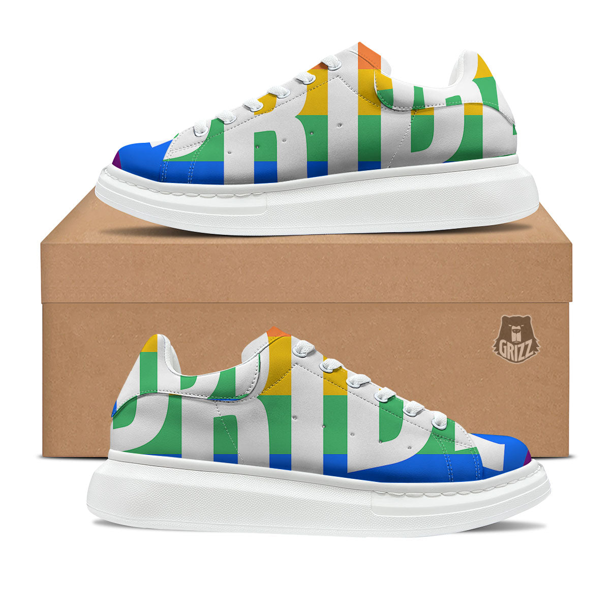 LGBT Pride Flag Pattern Print Platform Shoes-grizzshop