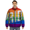 LGBT Pride Flag Pattern Print Puffer Jacket-grizzshop