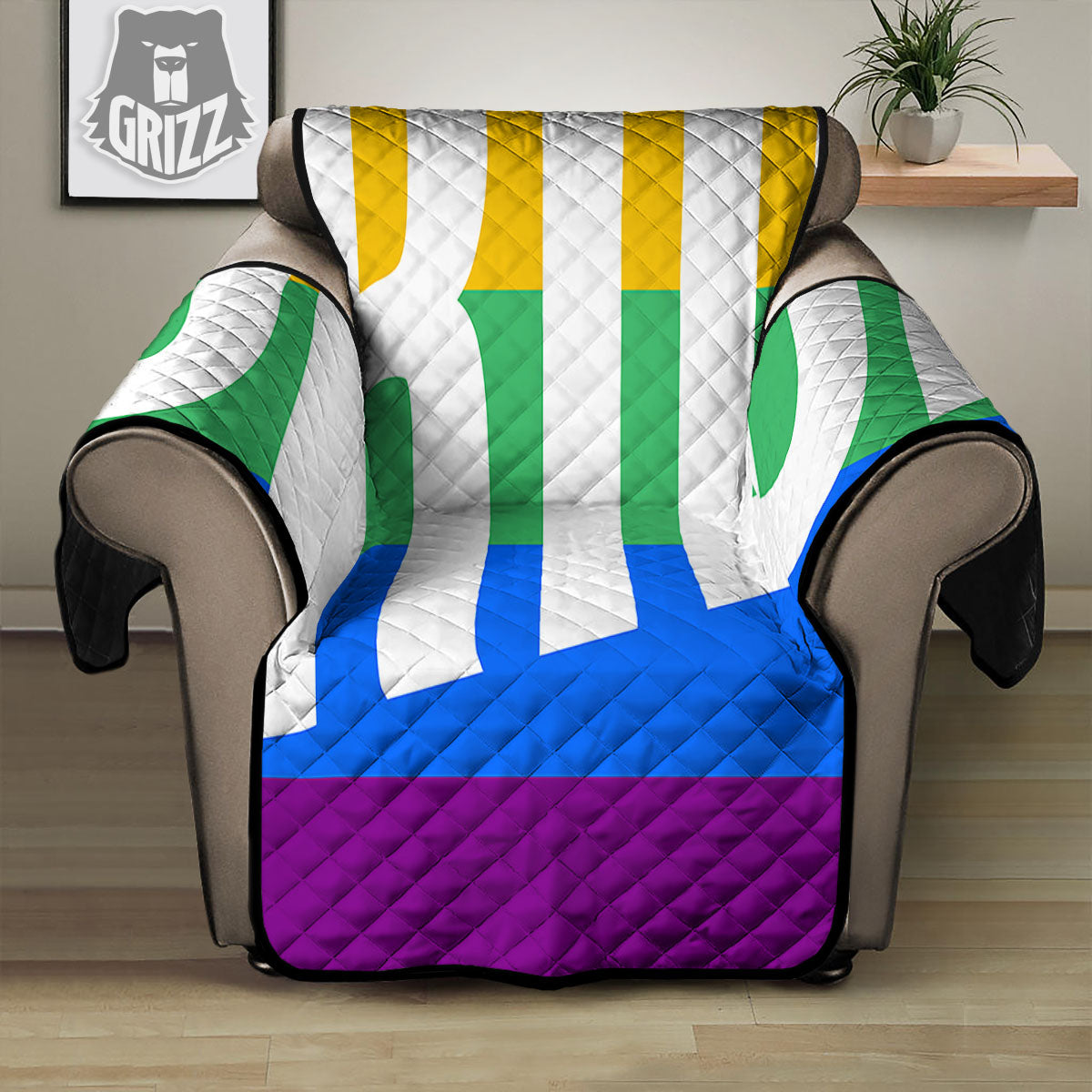 LGBT Pride Flag Pattern Print Recliner Protector-grizzshop