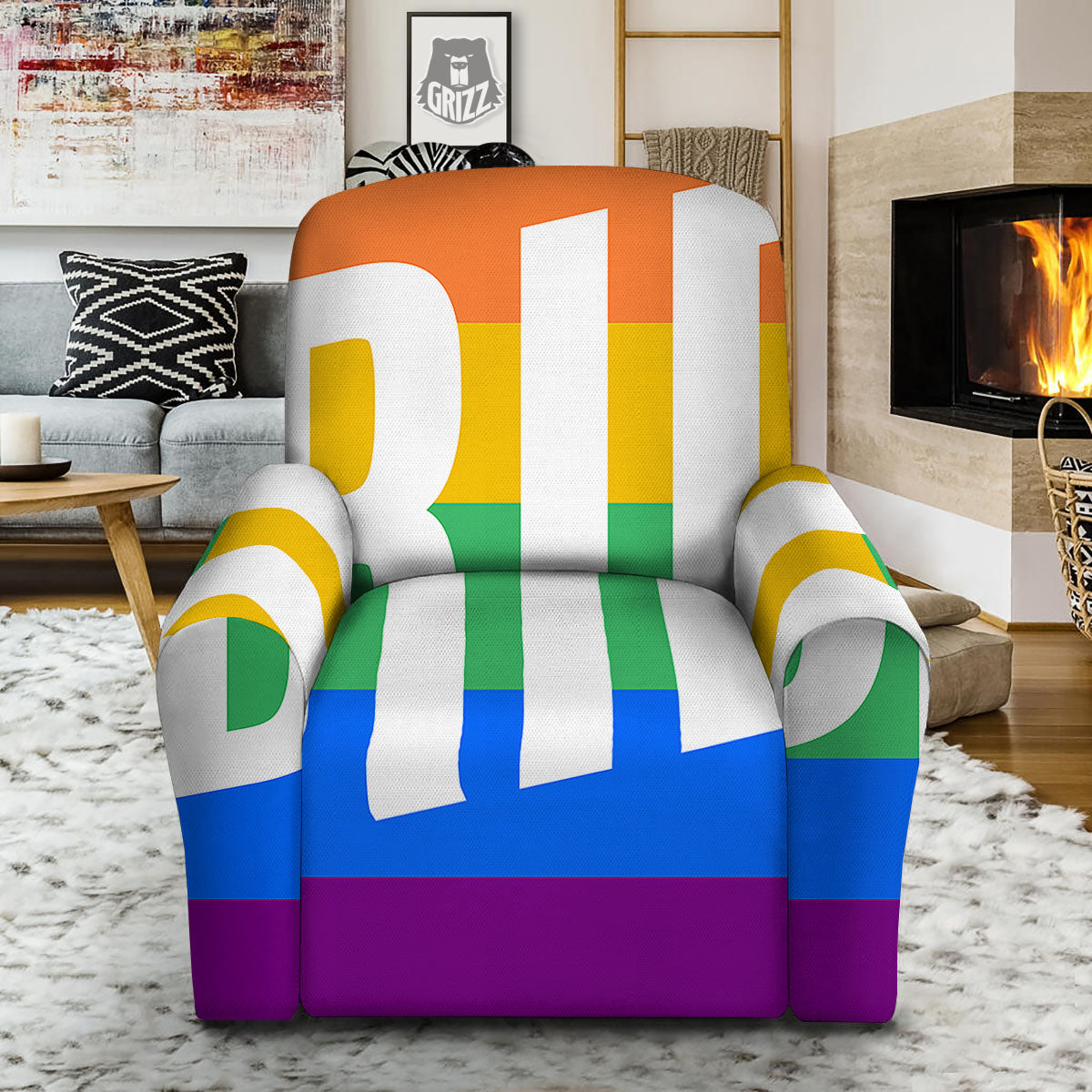 LGBT Pride Flag Pattern Print Recliner Slipcover-grizzshop