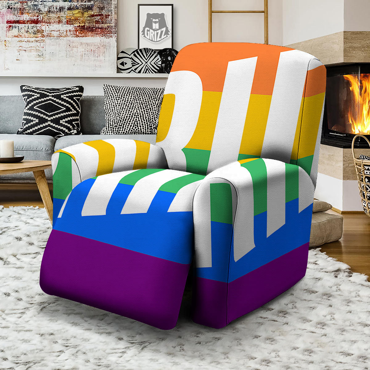 LGBT Pride Flag Pattern Print Recliner Slipcover-grizzshop