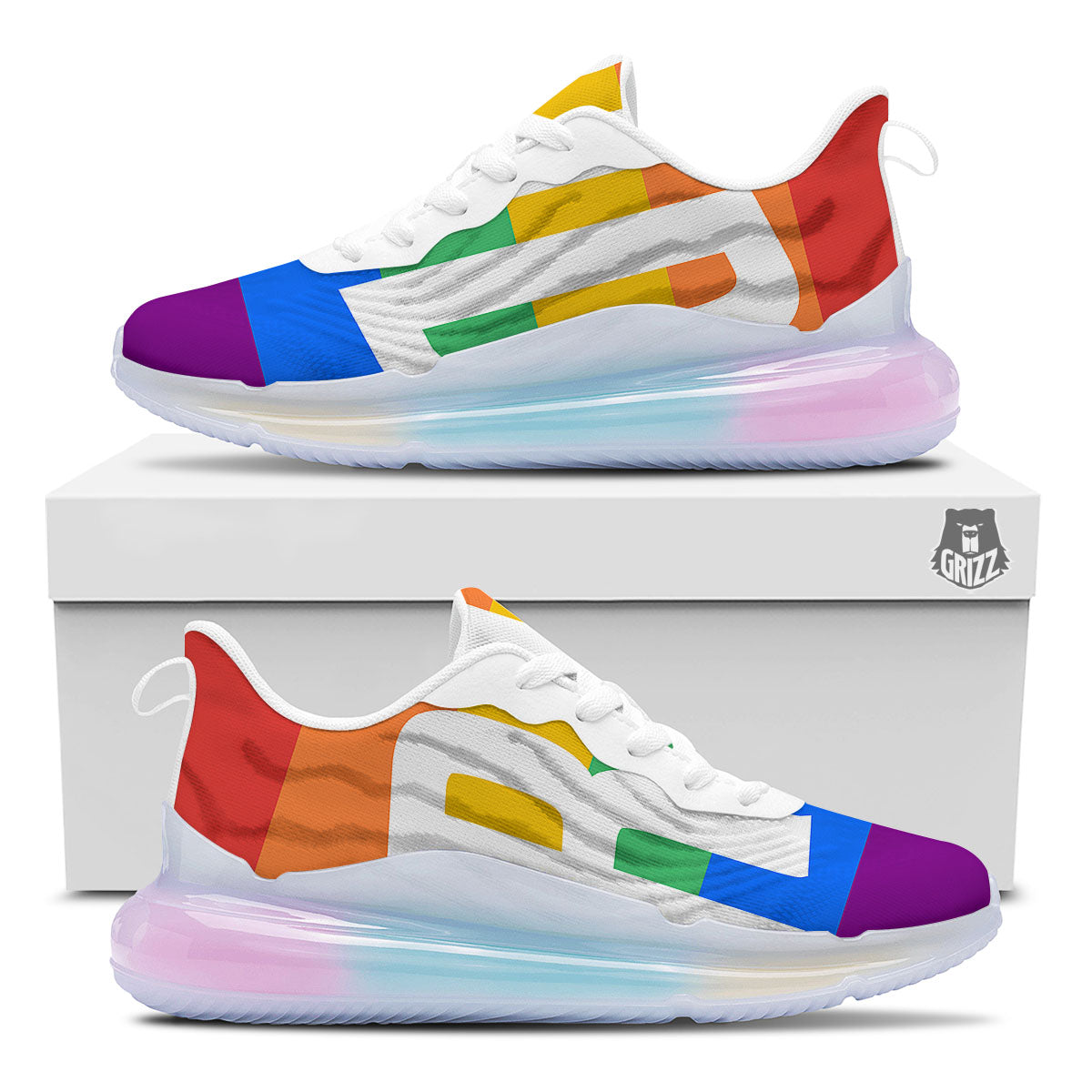 LGBT Pride Flag Pattern Print Running Sneakers-grizzshop