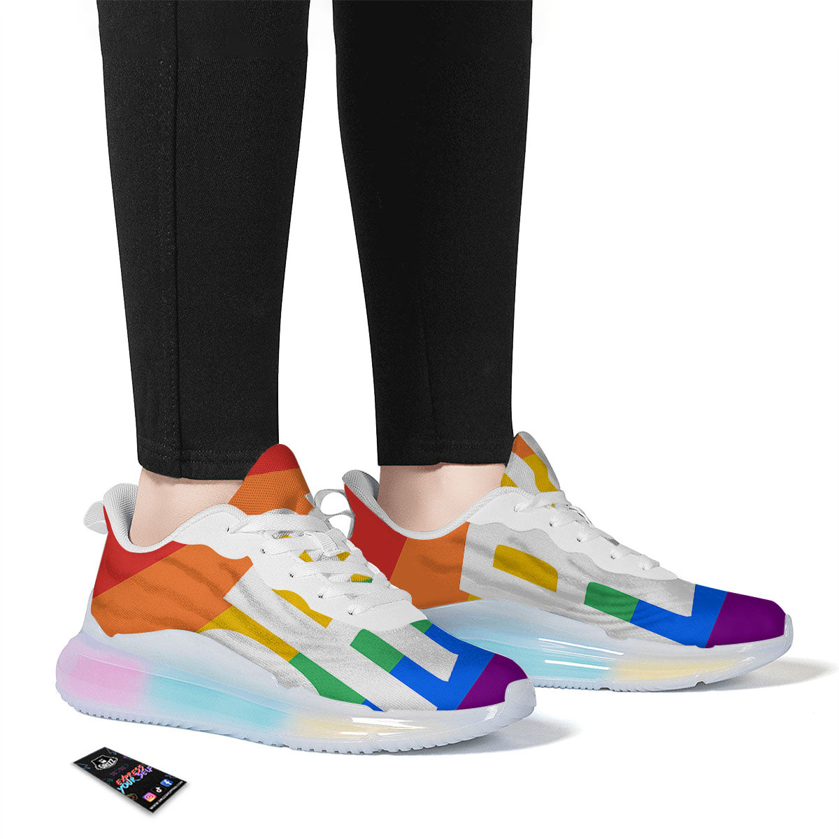 LGBT Pride Flag Pattern Print Running Sneakers-grizzshop