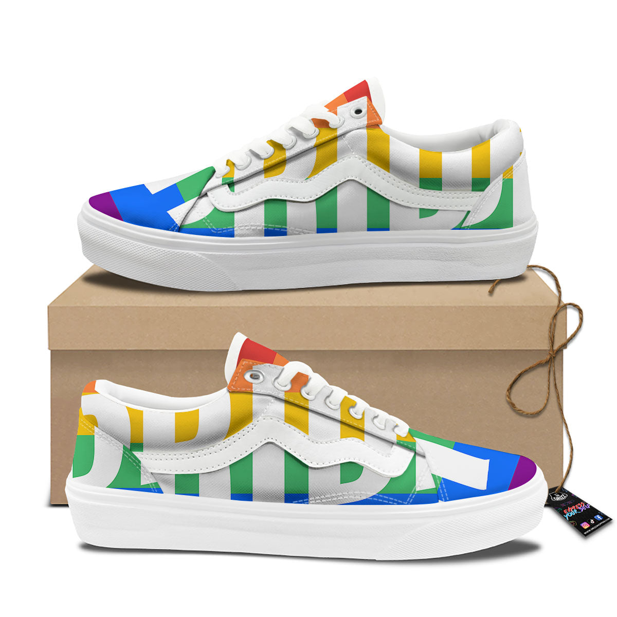 LGBT Pride Flag Pattern Print Skate Shoes-grizzshop