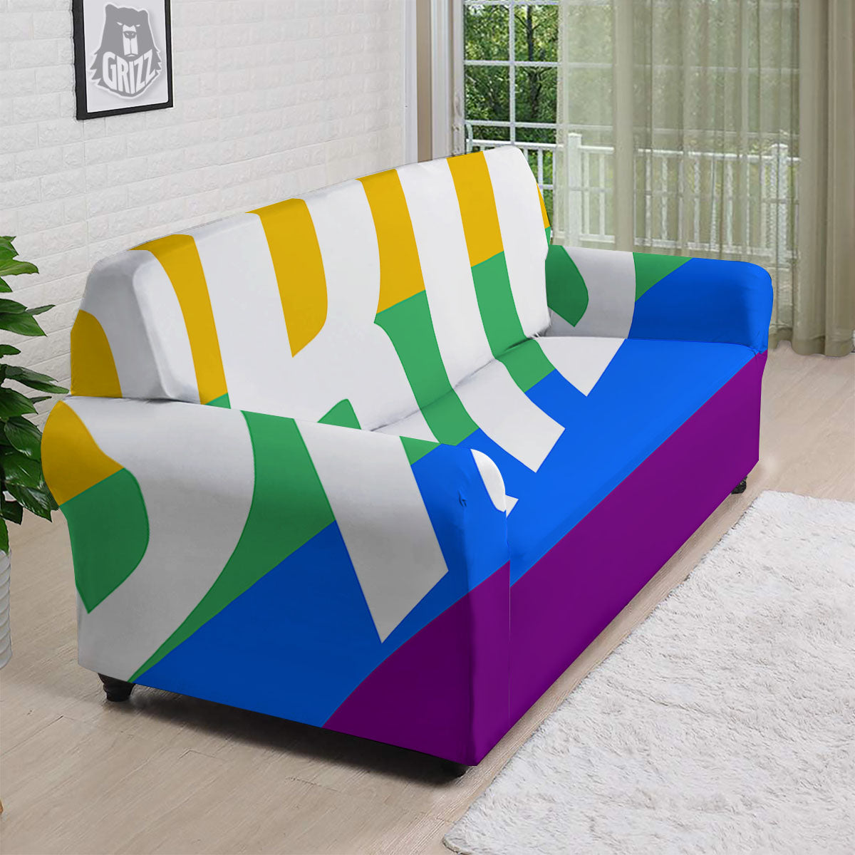 LGBT Pride Flag Pattern Print Sofa Cover-grizzshop