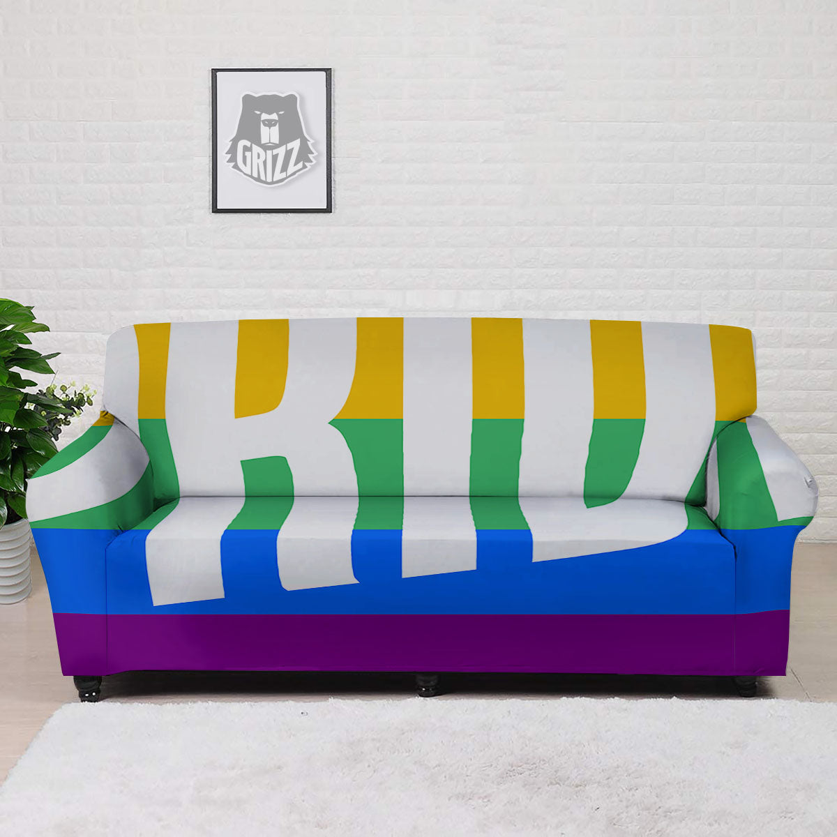 LGBT Pride Flag Pattern Print Sofa Cover-grizzshop