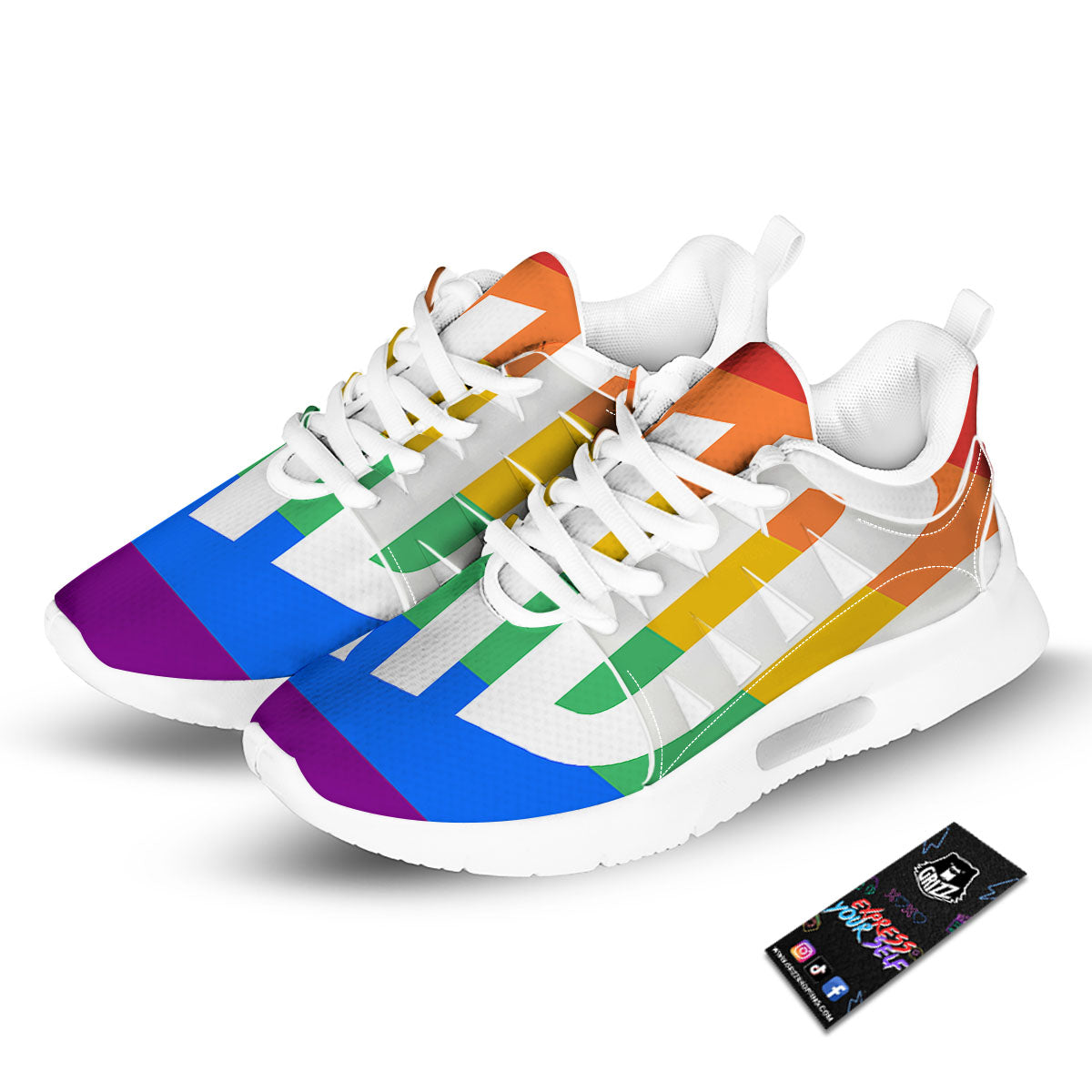 LGBT Pride Flag Pattern Print Tennis Shoes-grizzshop